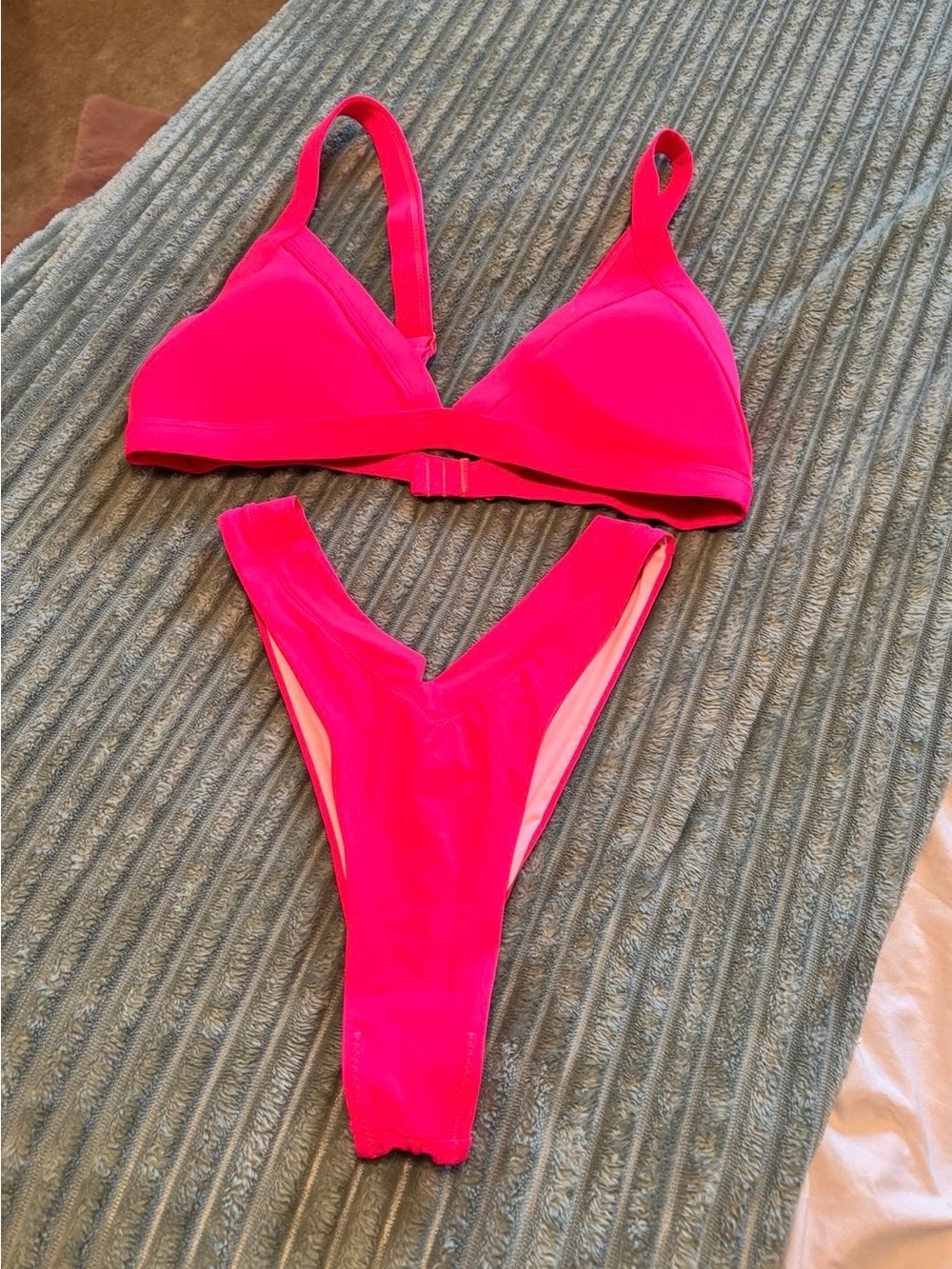 Hot Pink Women's V-Cut Bikini Set